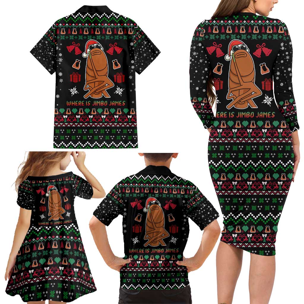 Where Is Jimbo James Marcus The Worm Family Matching Long Sleeve Bodycon Dress and Hawaiian Shirt Xmas Holiday Patterns - Wonder Print Shop