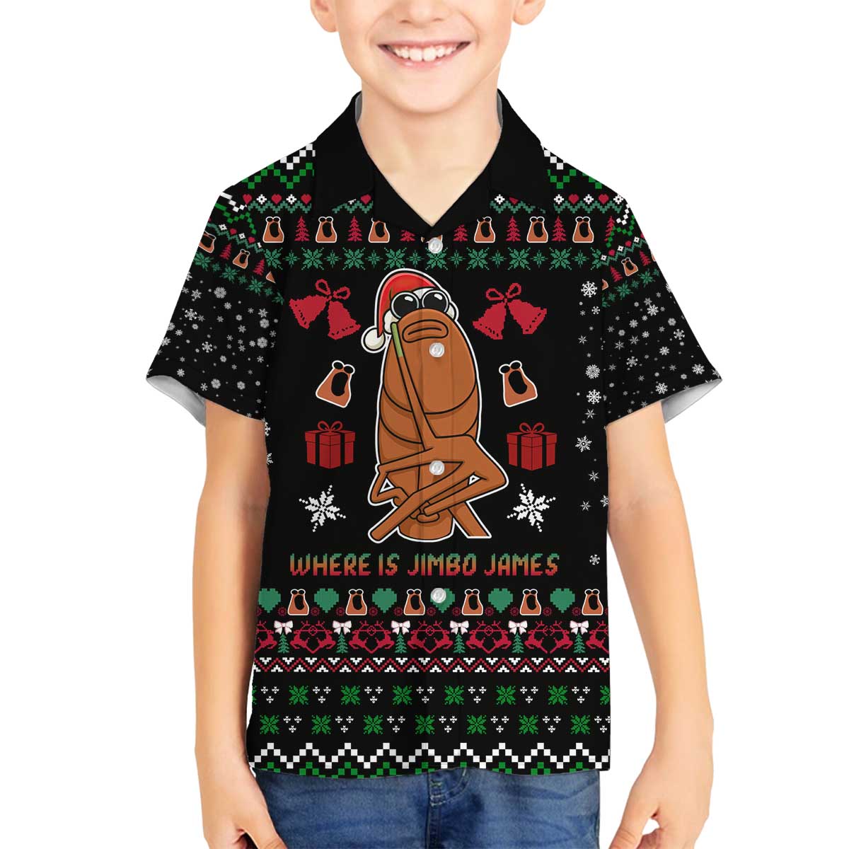 Where Is Jimbo James Marcus The Worm Family Matching Off The Shoulder Long Sleeve Dress and Hawaiian Shirt Xmas Holiday Patterns - Wonder Print Shop