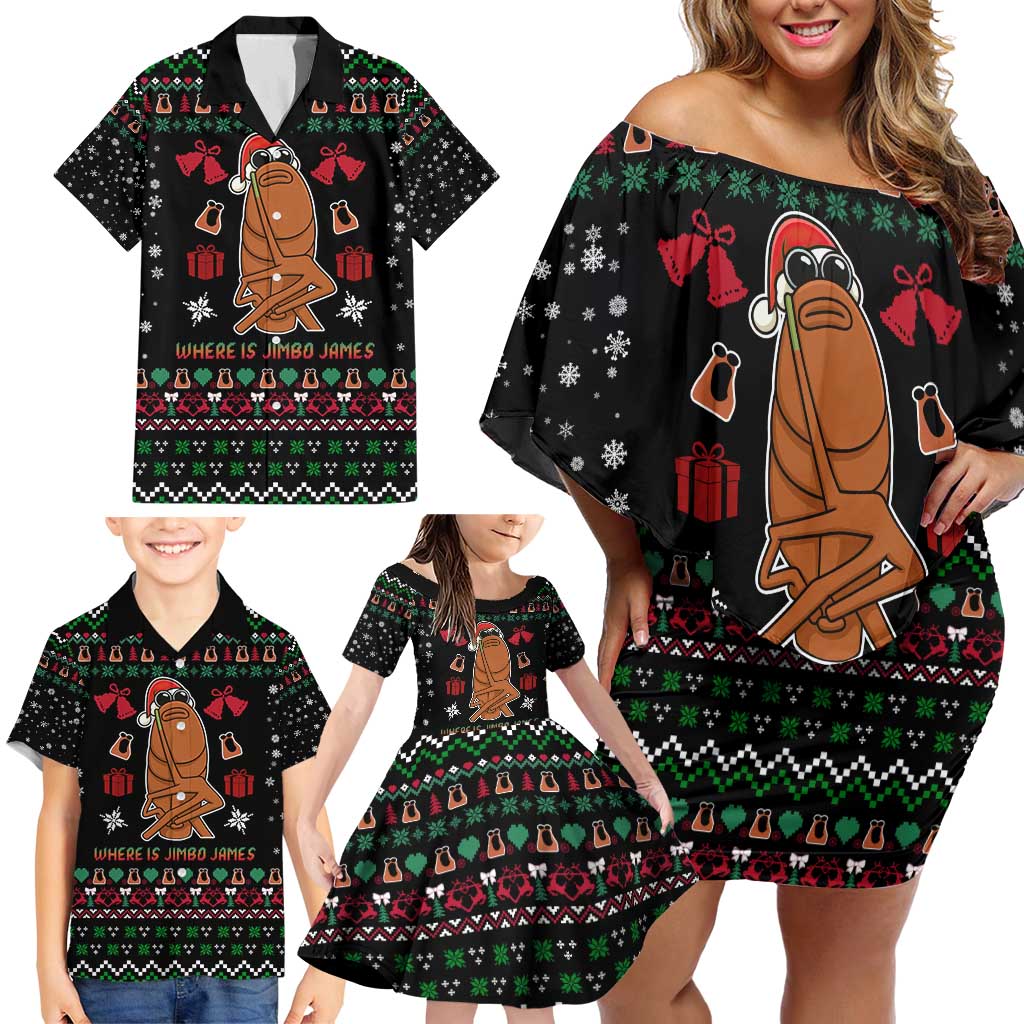 Where Is Jimbo James Marcus The Worm Family Matching Off Shoulder Short Dress and Hawaiian Shirt Xmas Holiday Patterns - Wonder Print Shop