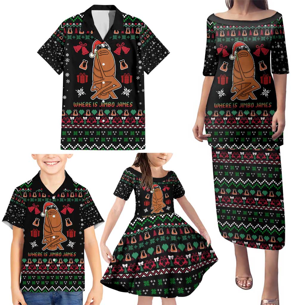 Where Is Jimbo James Marcus The Worm Family Matching Puletasi and Hawaiian Shirt Xmas Holiday Patterns - Wonder Print Shop
