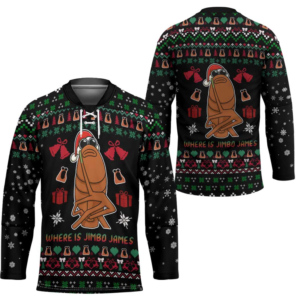 Where Is Jimbo James Marcus The Worm Hockey Jersey Xmas Holiday Patterns - Wonder Print Shop
