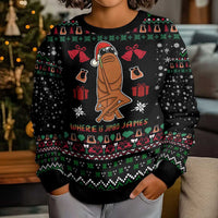 Where Is Jimbo James Marcus The Worm Kid Ugly Christmas Sweater Xmas Holiday Patterns - Wonder Print Shop