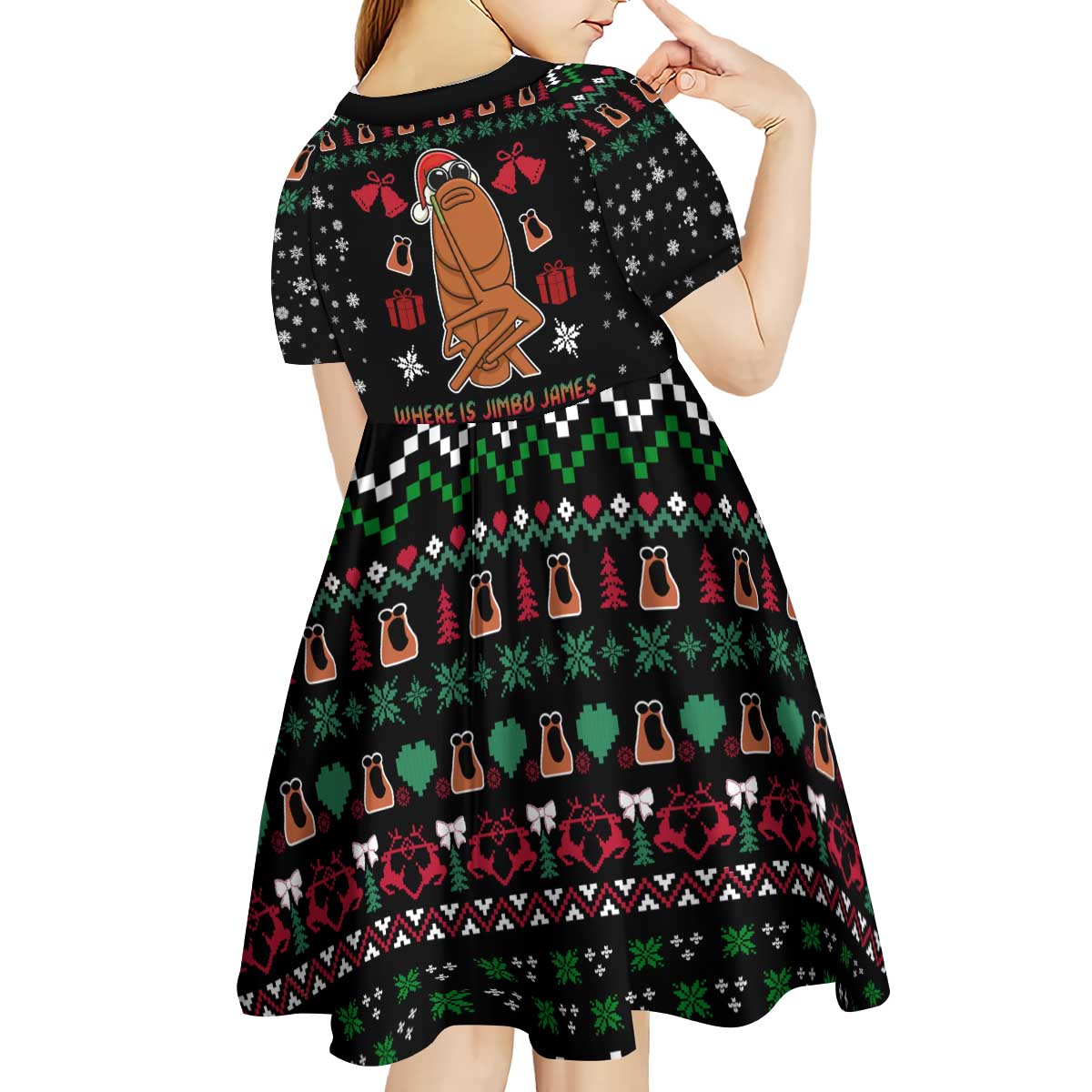Where Is Jimbo James Marcus The Worm Kid Short Sleeve Dress Xmas Holiday Patterns - Wonder Print Shop