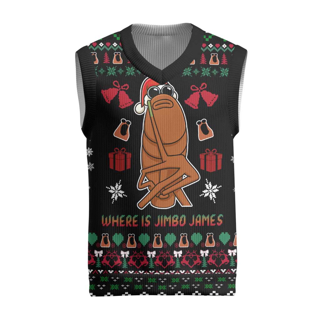 Where Is Jimbo James Marcus The Worm Christmas Knitted V-Neck Vest Xmas Holiday Patterns - Wonder Print Shop