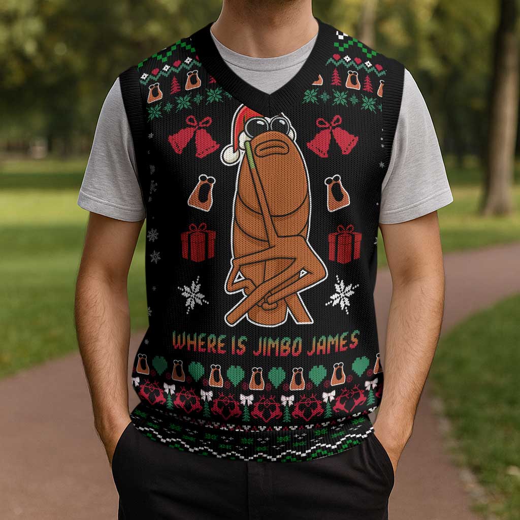 Where Is Jimbo James Marcus The Worm Christmas Knitted V-Neck Vest Xmas Holiday Patterns - Wonder Print Shop