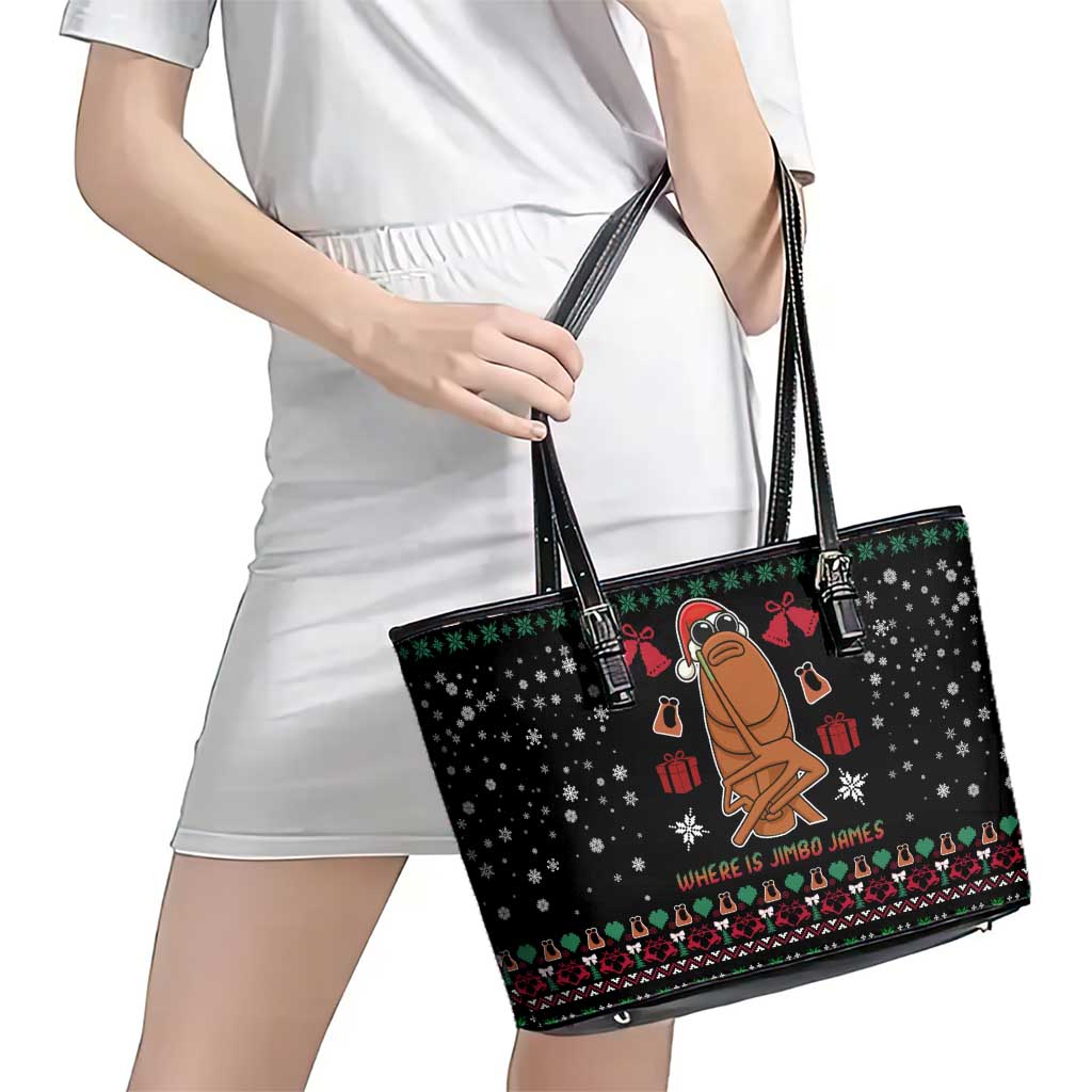Where Is Jimbo James Marcus The Worm Leather Tote Bag Xmas Holiday Patterns - Wonder Print Shop