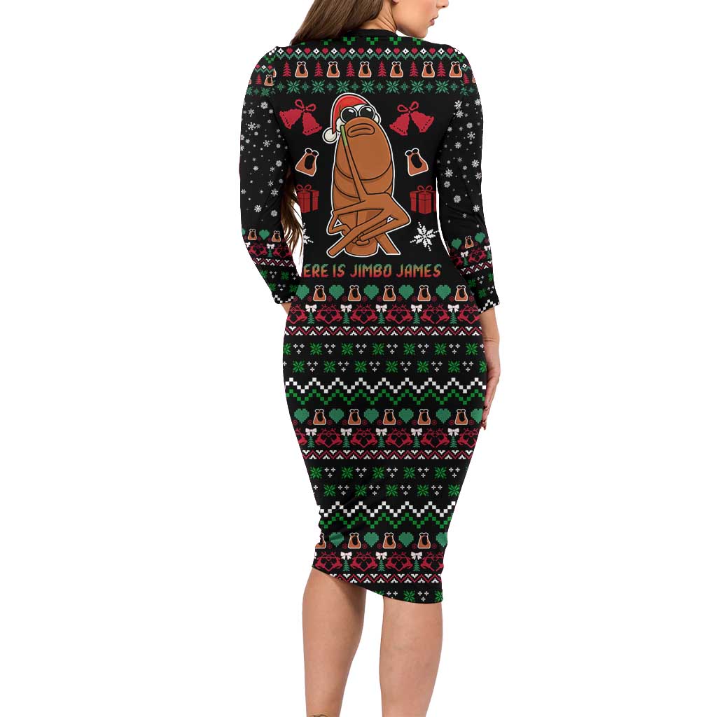 Where Is Jimbo James Marcus The Worm Long Sleeve Bodycon Dress Xmas Holiday Patterns - Wonder Print Shop
