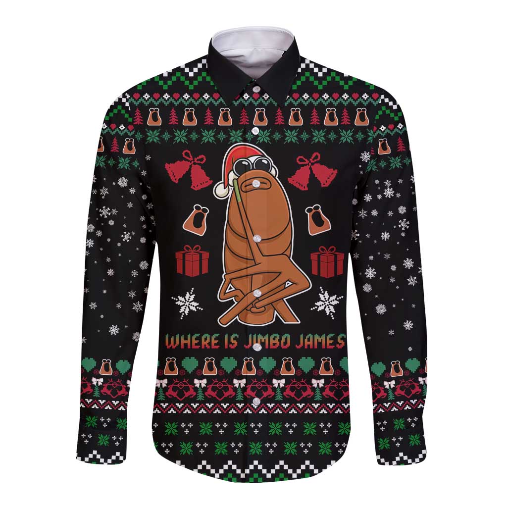 Where Is Jimbo James Marcus The Worm Long Sleeve Button Shirt Xmas Holiday Patterns - Wonder Print Shop
