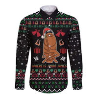 Where Is Jimbo James Marcus The Worm Long Sleeve Button Shirt Xmas Holiday Patterns - Wonder Print Shop