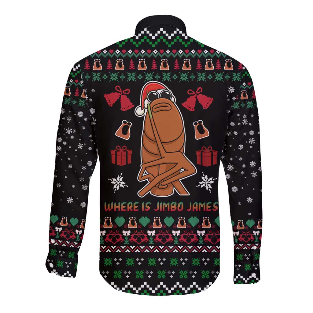 Where Is Jimbo James Marcus The Worm Long Sleeve Button Shirt Xmas Holiday Patterns - Wonder Print Shop