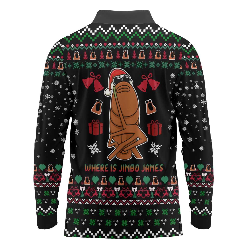 Where Is Jimbo James Marcus The Worm Long Sleeve Polo Shirt Xmas Holiday Patterns - Wonder Print Shop