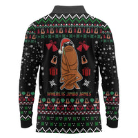 Where Is Jimbo James Marcus The Worm Long Sleeve Polo Shirt Xmas Holiday Patterns - Wonder Print Shop