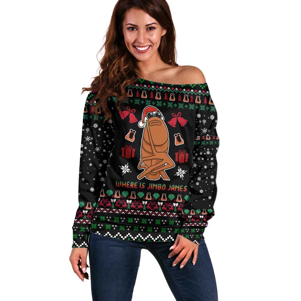 Where Is Jimbo James Marcus The Worm Off Shoulder Sweater Xmas Holiday Patterns - Wonder Print Shop