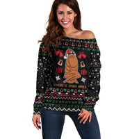 Where Is Jimbo James Marcus The Worm Off Shoulder Sweater Xmas Holiday Patterns - Wonder Print Shop