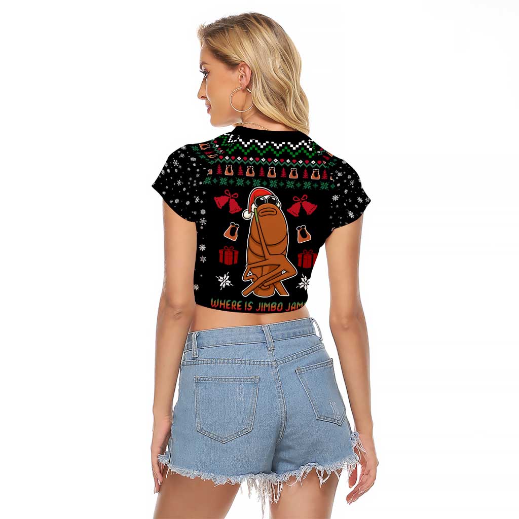 Where Is Jimbo James Marcus The Worm Raglan Cropped T Shirt Xmas Holiday Patterns - Wonder Print Shop