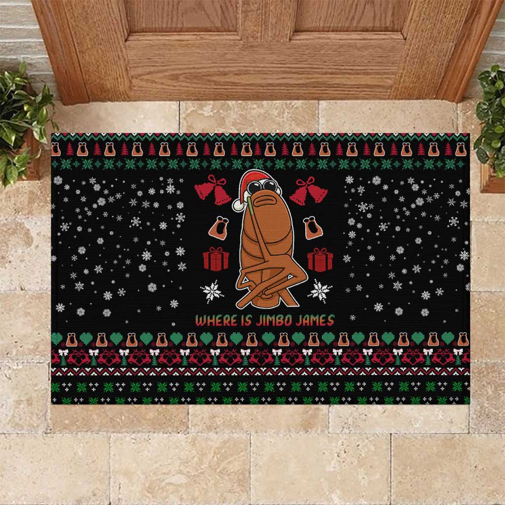 Where Is Jimbo James Marcus The Worm Rubber Doormat Xmas Holiday Patterns - Wonder Print Shop