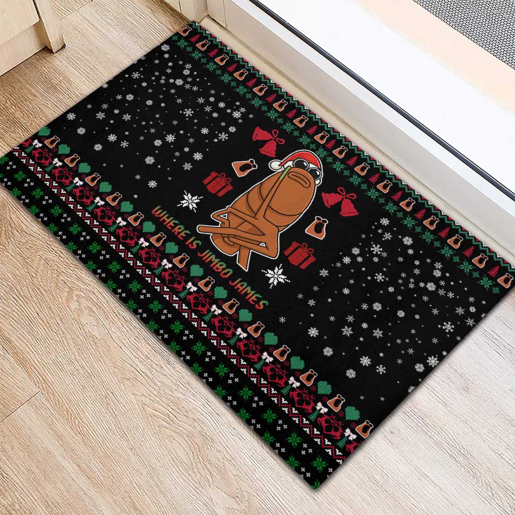Where Is Jimbo James Marcus The Worm Rubber Doormat Xmas Holiday Patterns - Wonder Print Shop