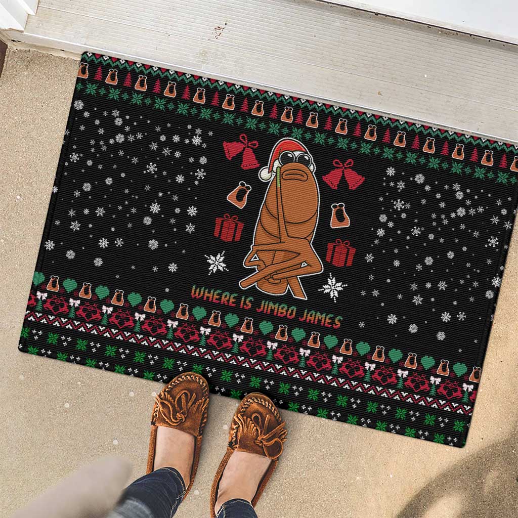 Where Is Jimbo James Marcus The Worm Rubber Doormat Xmas Holiday Patterns - Wonder Print Shop