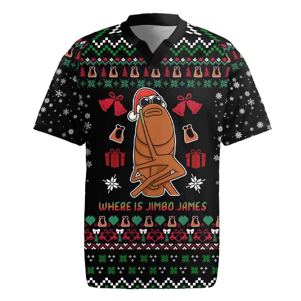 Where Is Jimbo James Marcus The Worm Rugby Jersey Xmas Holiday Patterns - Wonder Print Shop