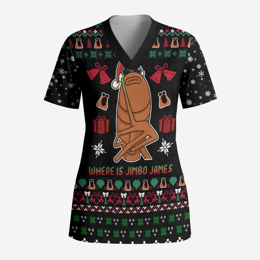 Where Is Jimbo James Marcus The Worm Scrub Top Xmas Holiday Patterns - Wonder Print Shop