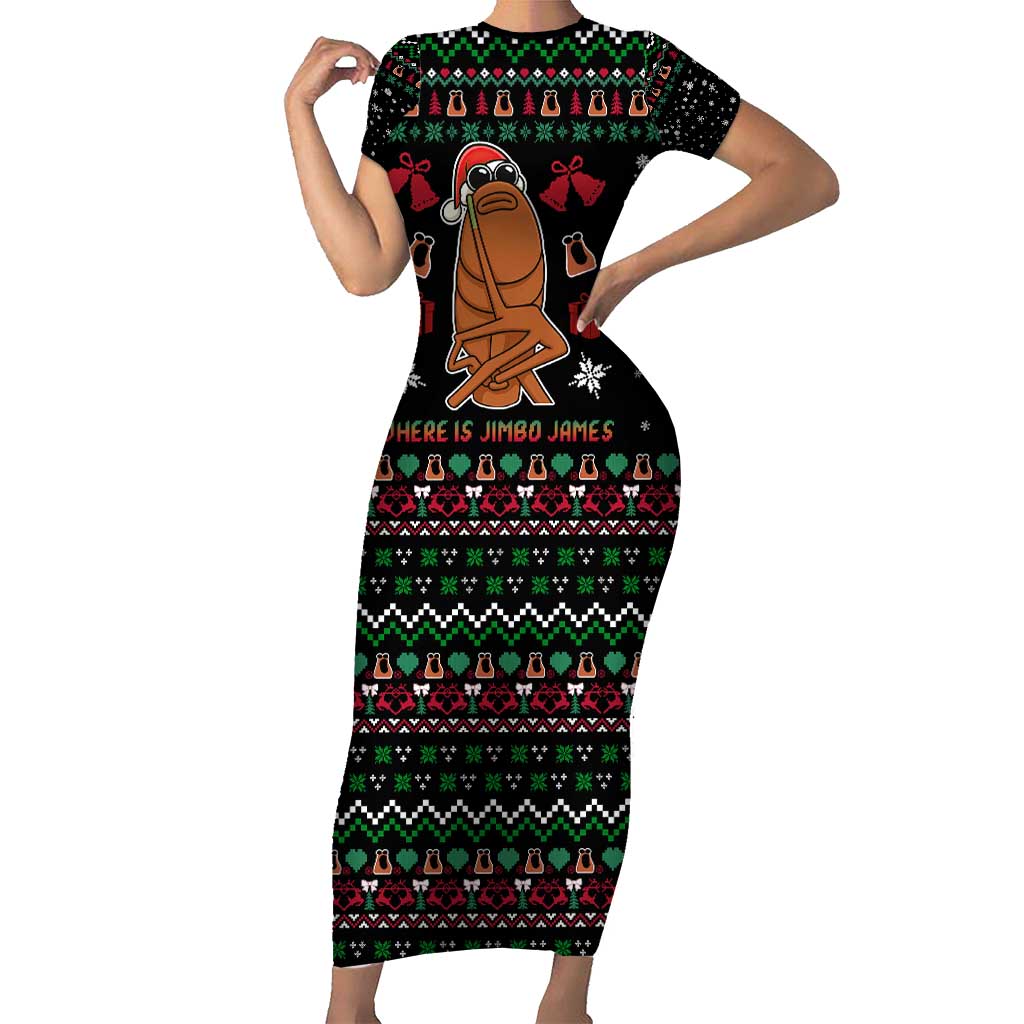 Where Is Jimbo James Marcus The Worm Short Sleeve Bodycon Dress Xmas Holiday Patterns - Wonder Print Shop