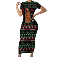 Where Is Jimbo James Marcus The Worm Short Sleeve Bodycon Dress Xmas Holiday Patterns - Wonder Print Shop