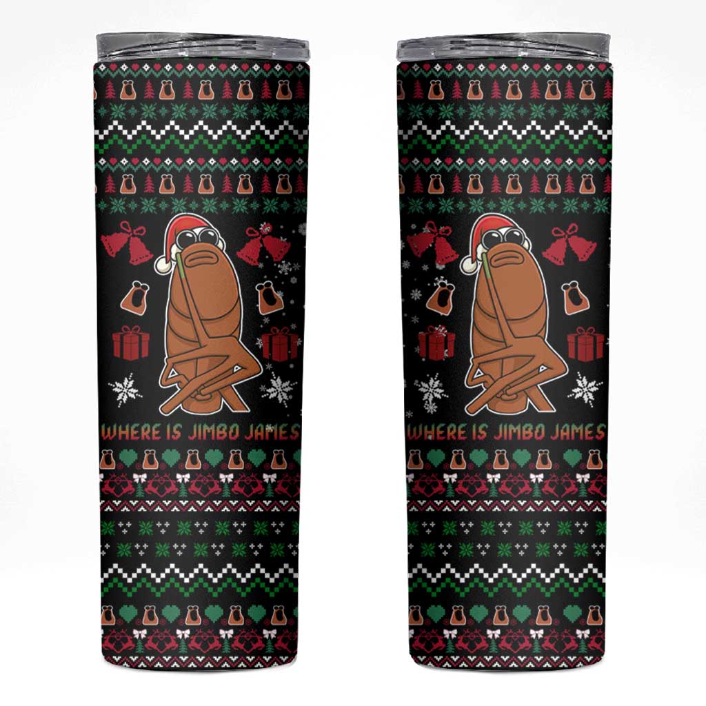 Where Is Jimbo James Marcus The Worm Skinny Tumbler Xmas Holiday Patterns - Wonder Print Shop