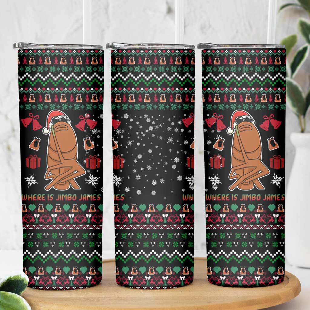 Where Is Jimbo James Marcus The Worm Skinny Tumbler Xmas Holiday Patterns - Wonder Print Shop