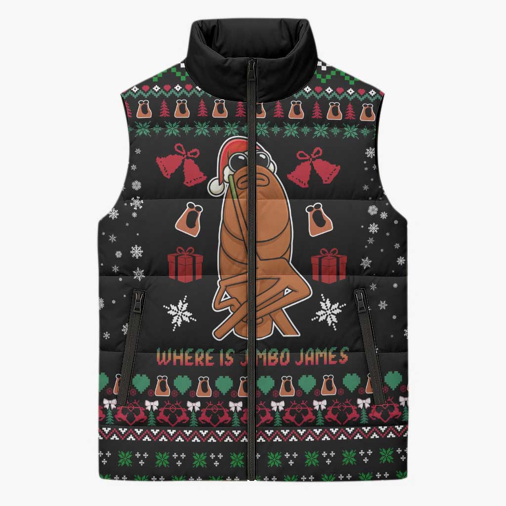 Where Is Jimbo James Marcus The Worm Sleeveless Puffer Jacket Xmas Holiday Patterns - Wonder Print Shop