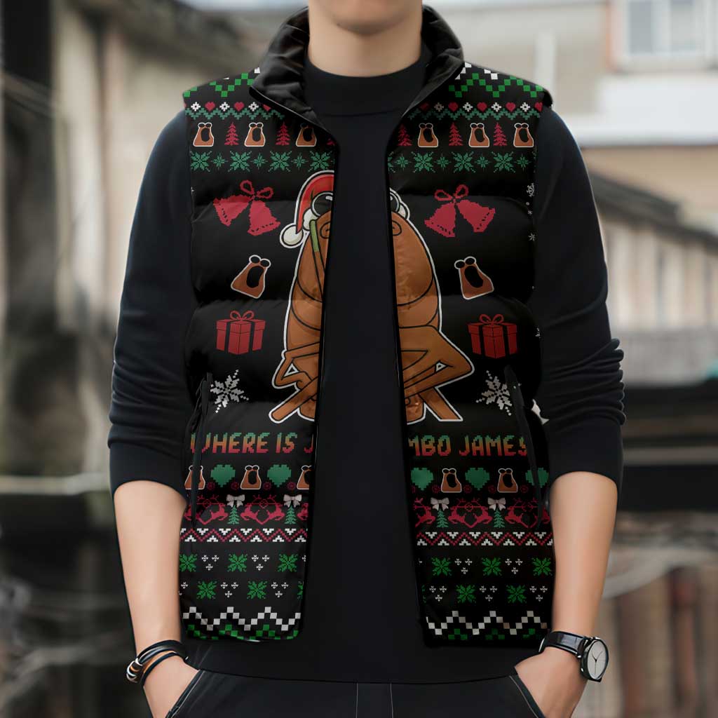 Where Is Jimbo James Marcus The Worm Sleeveless Puffer Jacket Xmas Holiday Patterns - Wonder Print Shop