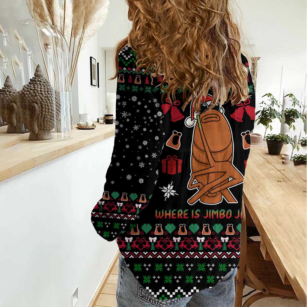 Where Is Jimbo James Marcus The Worm Women Casual Shirt Xmas Holiday Patterns - Wonder Print Shop