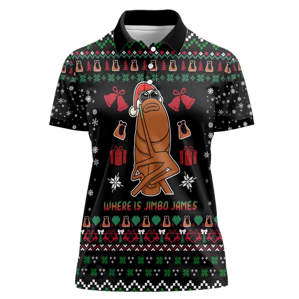 Where Is Jimbo James Marcus The Worm Women Polo Shirt Xmas Holiday Patterns - Wonder Print Shop