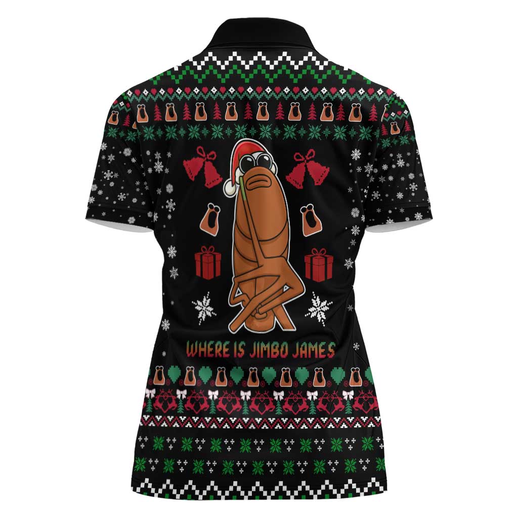 Where Is Jimbo James Marcus The Worm Women Polo Shirt Xmas Holiday Patterns - Wonder Print Shop