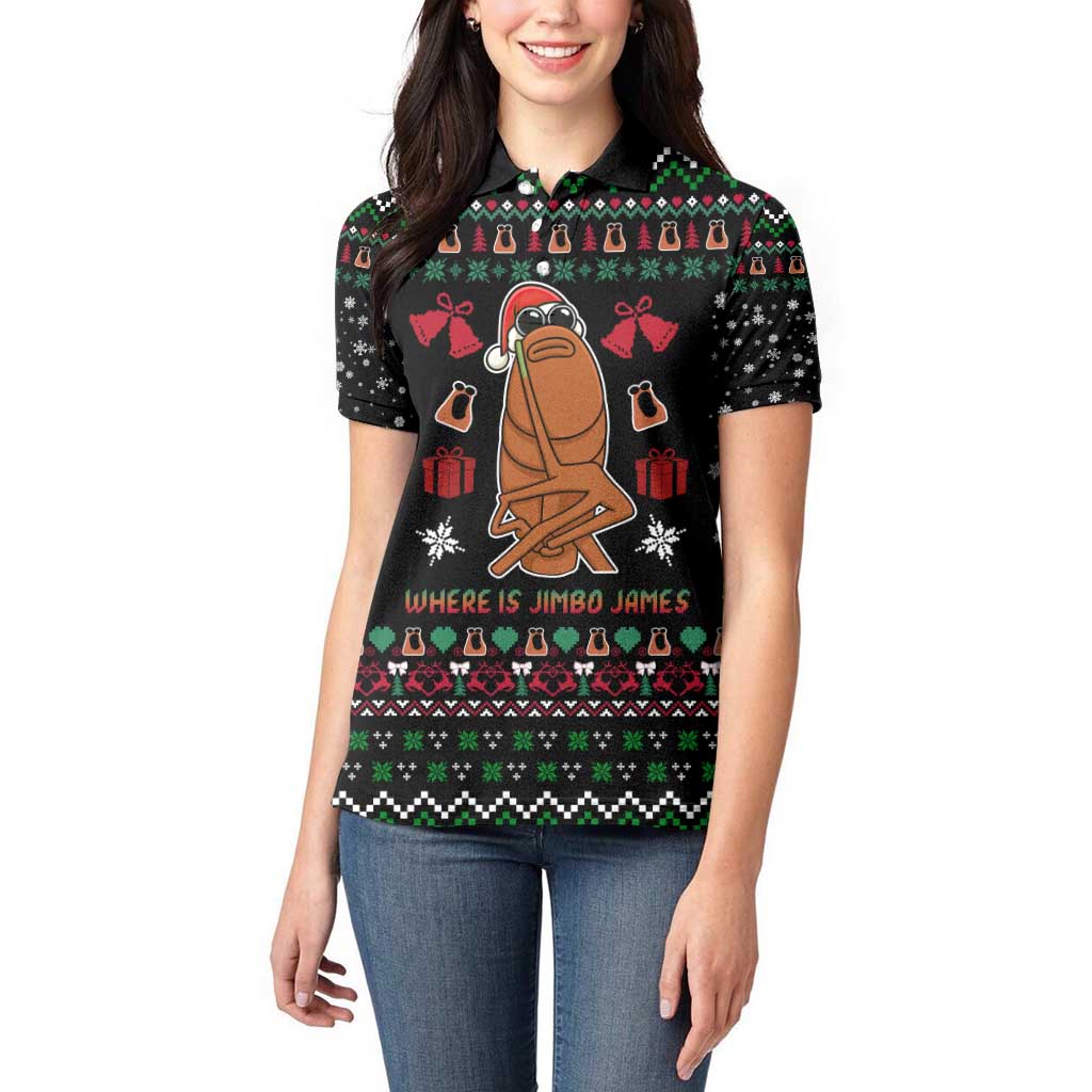 Where Is Jimbo James Marcus The Worm Women Polo Shirt Xmas Holiday Patterns - Wonder Print Shop