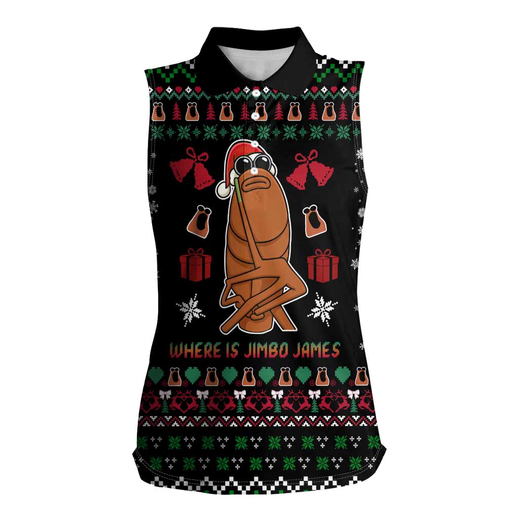 Where Is Jimbo James Marcus The Worm Women Sleeveless Polo Shirt Xmas Holiday Patterns - Wonder Print Shop