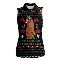Where Is Jimbo James Marcus The Worm Women Sleeveless Polo Shirt Xmas Holiday Patterns - Wonder Print Shop