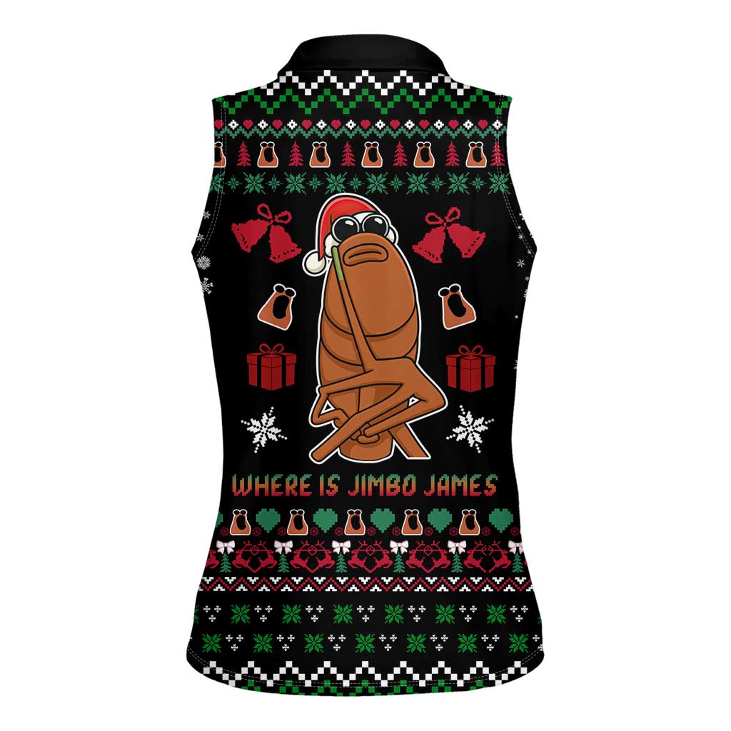 Where Is Jimbo James Marcus The Worm Women Sleeveless Polo Shirt Xmas Holiday Patterns - Wonder Print Shop