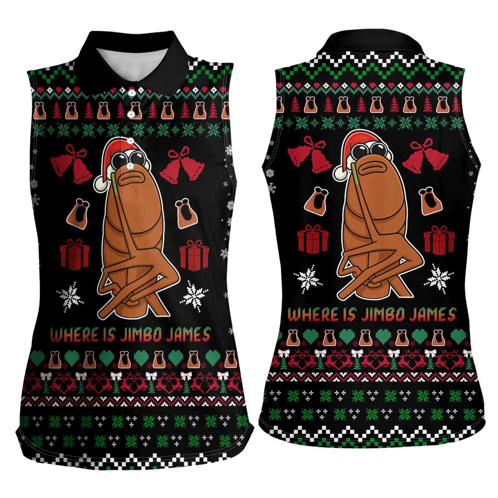 Where Is Jimbo James Marcus The Worm Women Sleeveless Polo Shirt Xmas Holiday Patterns - Wonder Print Shop