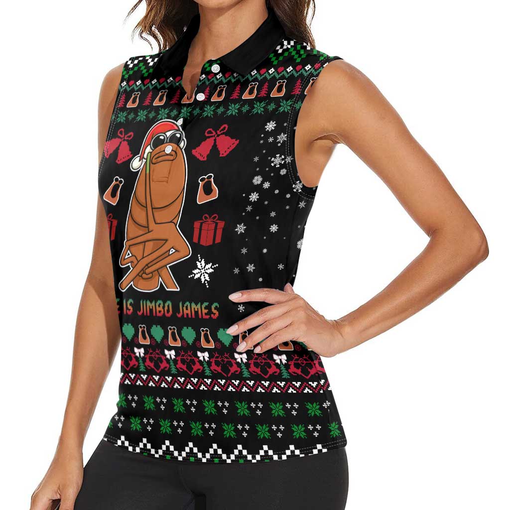 Where Is Jimbo James Marcus The Worm Women Sleeveless Polo Shirt Xmas Holiday Patterns - Wonder Print Shop