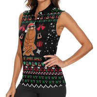Where Is Jimbo James Marcus The Worm Women Sleeveless Polo Shirt Xmas Holiday Patterns - Wonder Print Shop
