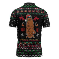 Where Is Jimbo James Marcus The Worm Zipper Polo Shirt Xmas Holiday Patterns - Wonder Print Shop