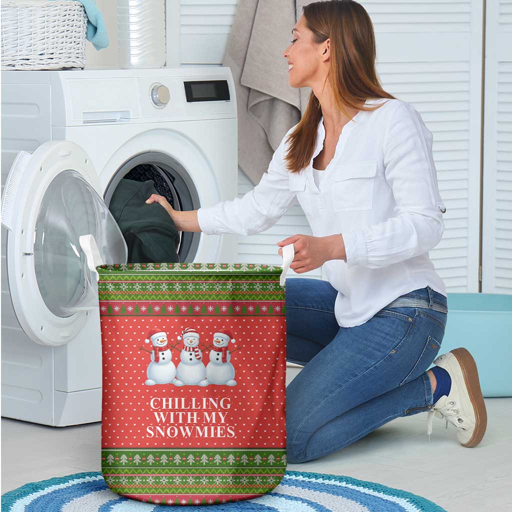 Chilling With My Snowmies Christmas Laundry Basket Xmas Holiday Patterns - Wonder Print Shop
