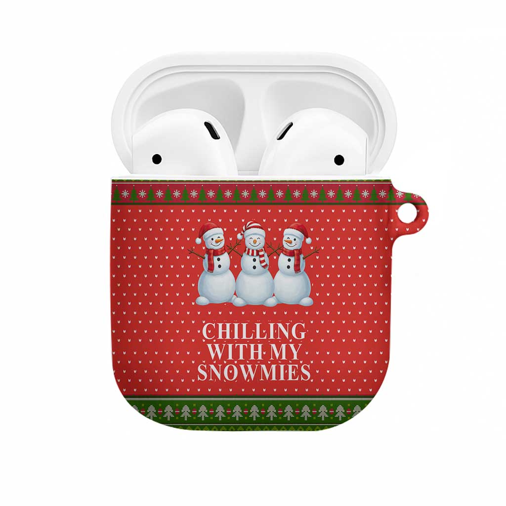 Chilling With My Snowmies Christmas AirPods Case Xmas Holiday Patterns - Wonder Print Shop