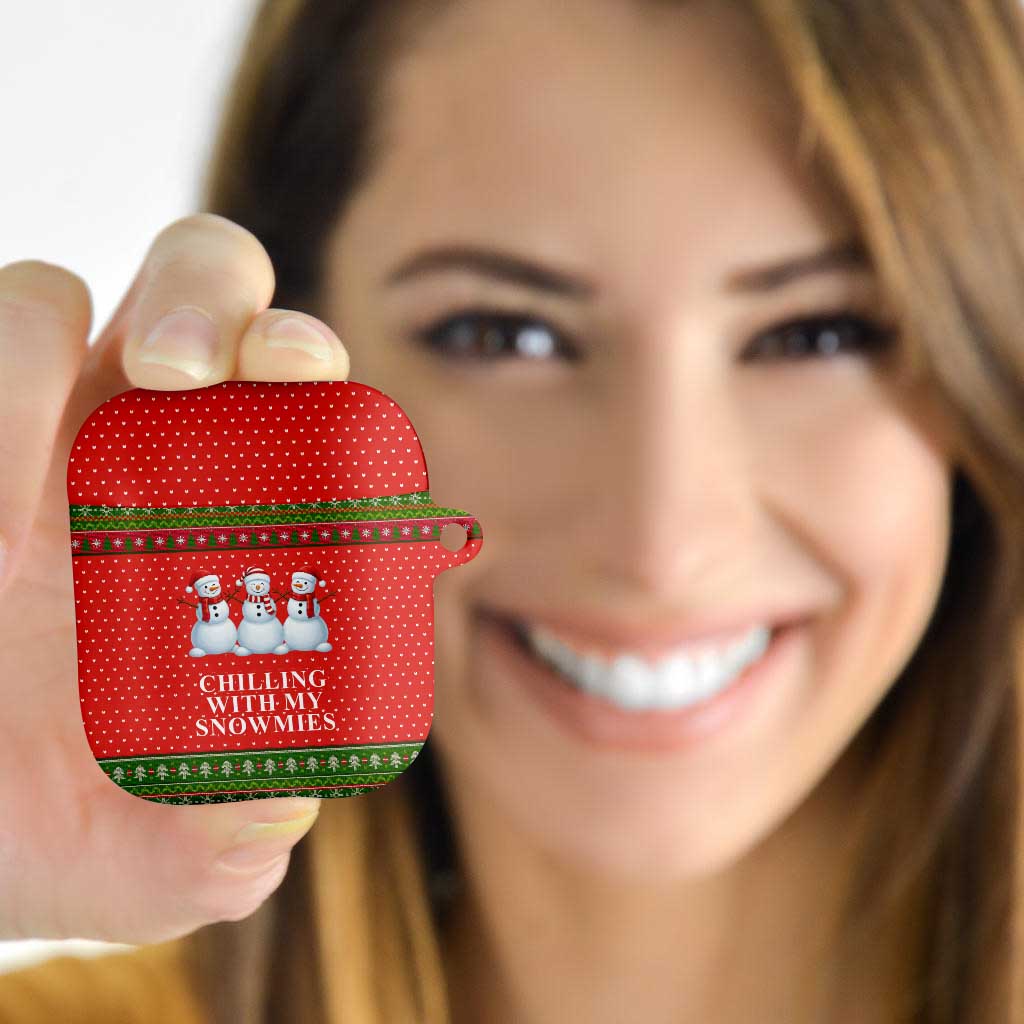 Chilling With My Snowmies Christmas AirPods Case Xmas Holiday Patterns - Wonder Print Shop