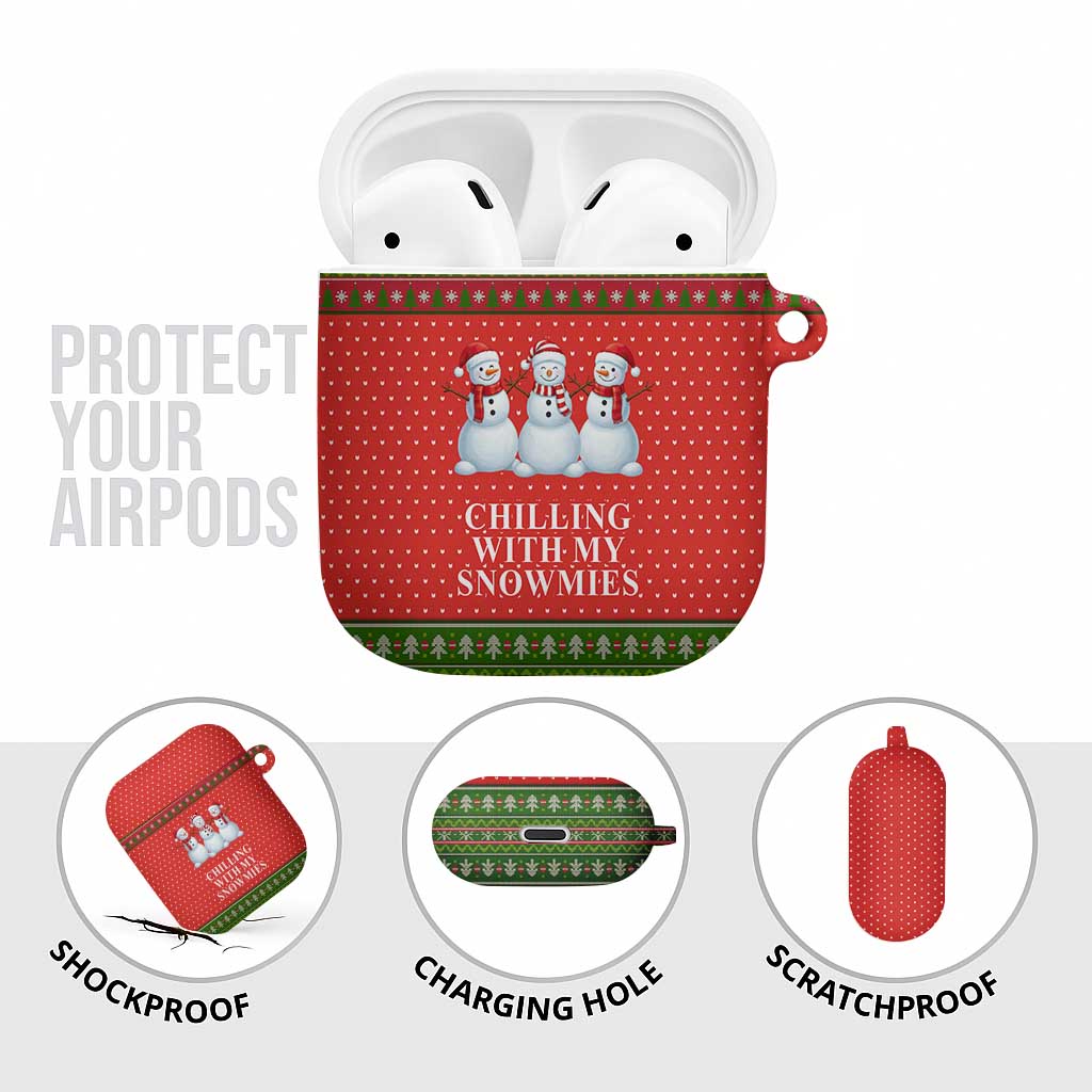 Chilling With My Snowmies Christmas AirPods Case Xmas Holiday Patterns - Wonder Print Shop
