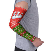 Chilling With My Snowmies Christmas Arm Sleeves Xmas Holiday Patterns - Wonder Print Shop