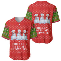Chilling With My Snowmies Christmas Baseball Jersey Xmas Holiday Patterns - Wonder Print Shop