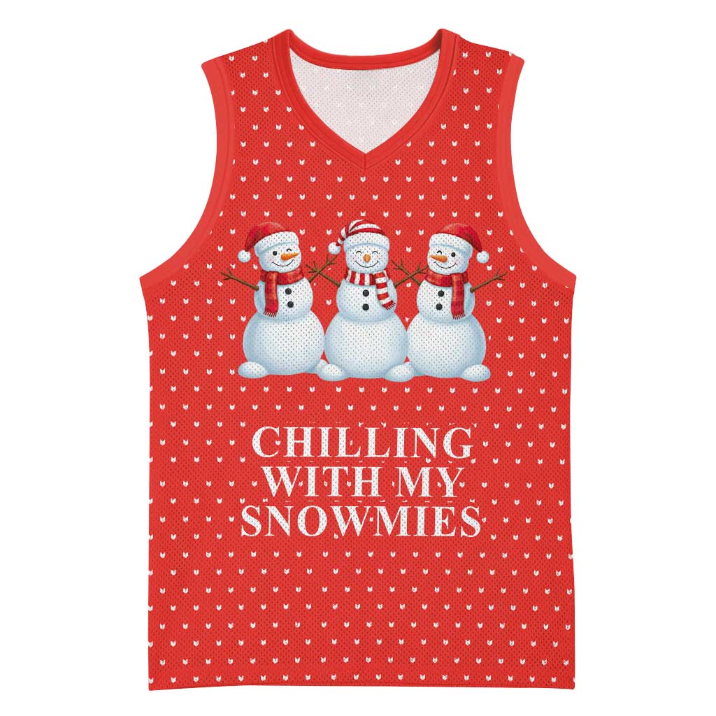 Chilling With My Snowmies Christmas Basketball Jersey Xmas Holiday Patterns - Wonder Print Shop