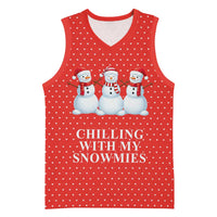 Chilling With My Snowmies Christmas Basketball Jersey Xmas Holiday Patterns - Wonder Print Shop