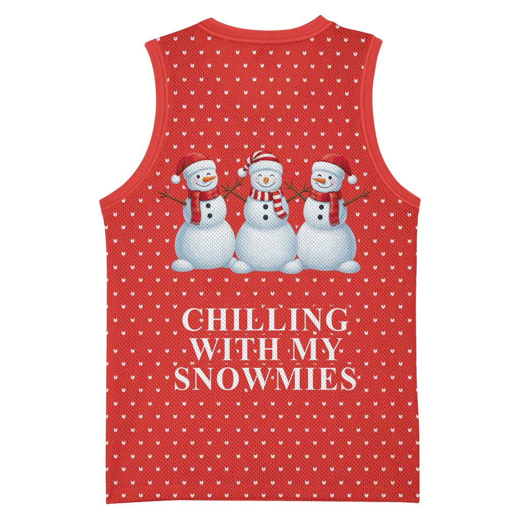 Chilling With My Snowmies Christmas Basketball Jersey Xmas Holiday Patterns - Wonder Print Shop